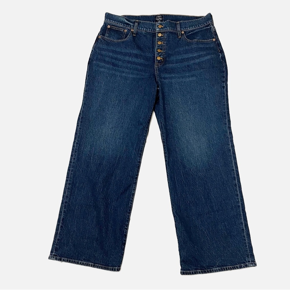 J.Crew Full Length Wide Leg Button Fly Jeans Size 34